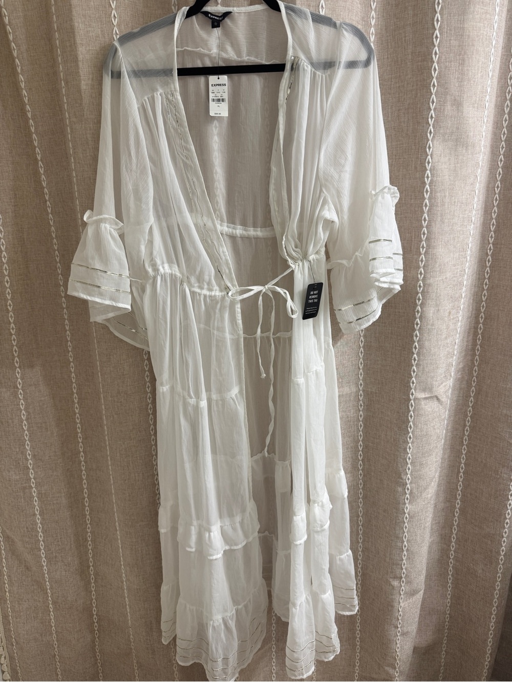 Express White Sheer Tie-Waist Maxi Cover-Up